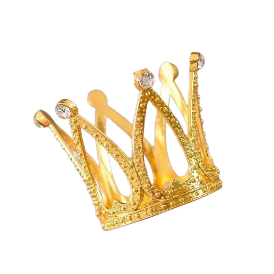 Magic Lights Gold or Silver Rhinestone Crown Metal Cake Topper Picks 1