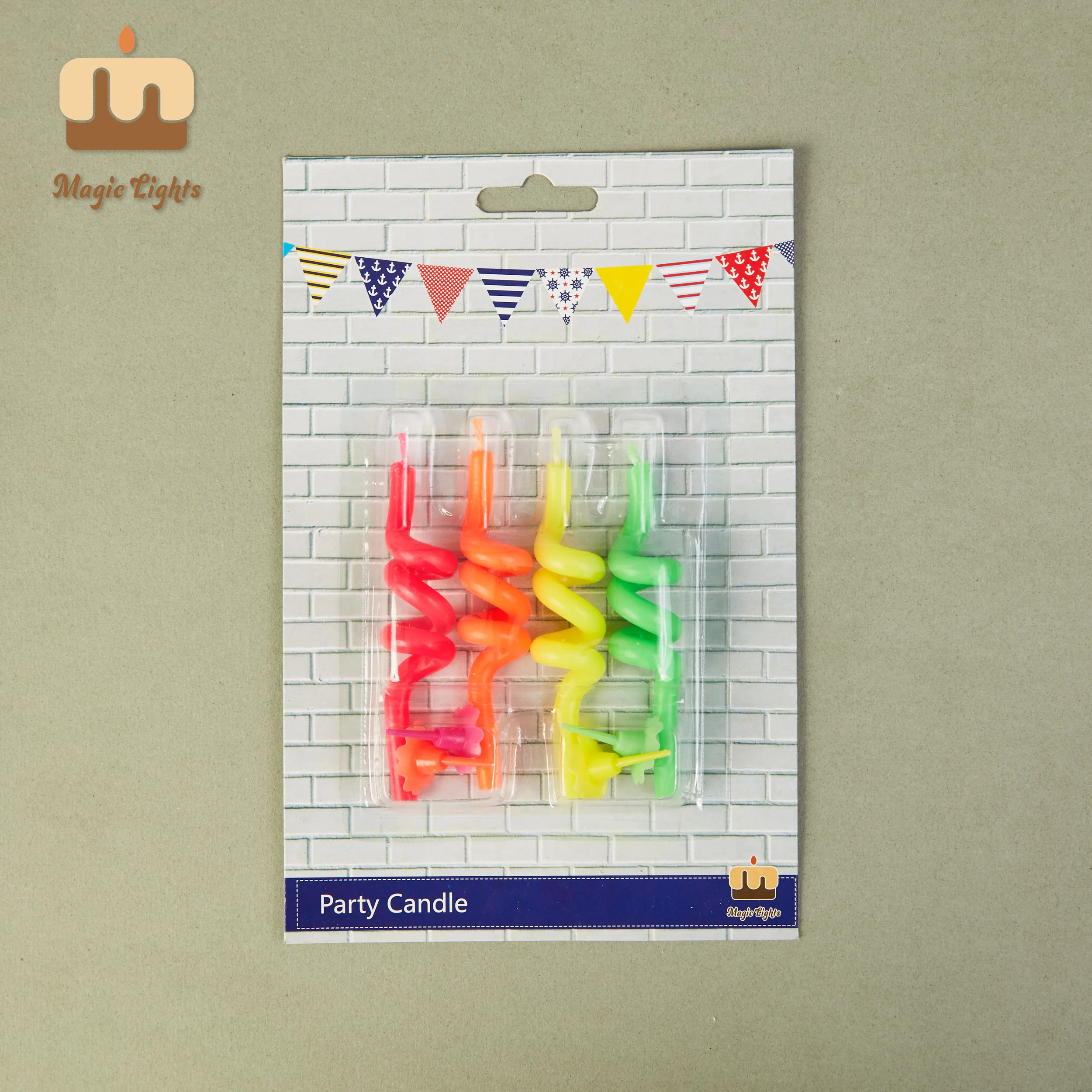 Magic Lights 8cm Curl Birthday Candles Mixed Colors 4PCS 1