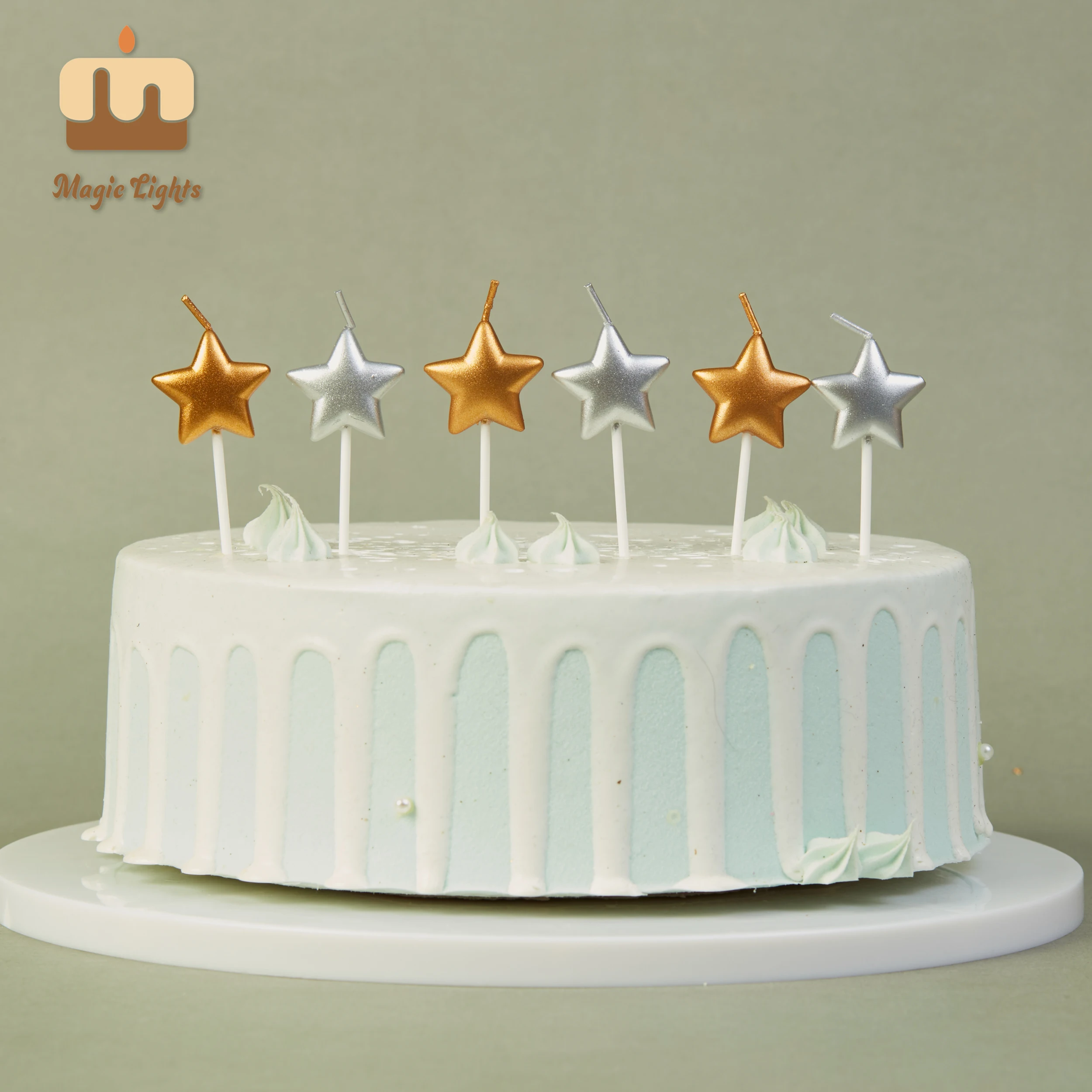 Magic Lights 6PCS Star Form Kerzen in Gold & Silber für Feierlichkeiten 1
