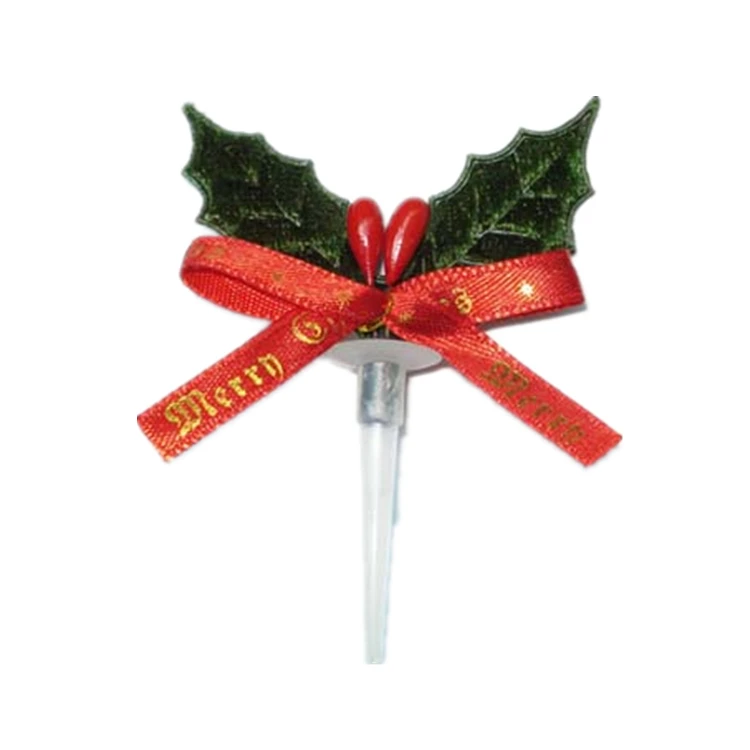 Luci magiche foglia natalizia e pick di topper per torta a prua rossa 1