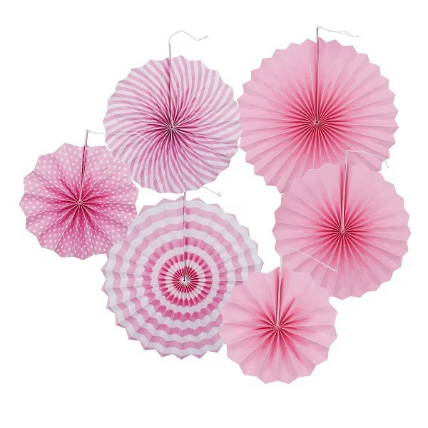 Magic Lights Party Pink Hanging Paper Fans Set para Baby Shower Birthday Wedding Graduation Decoration 1