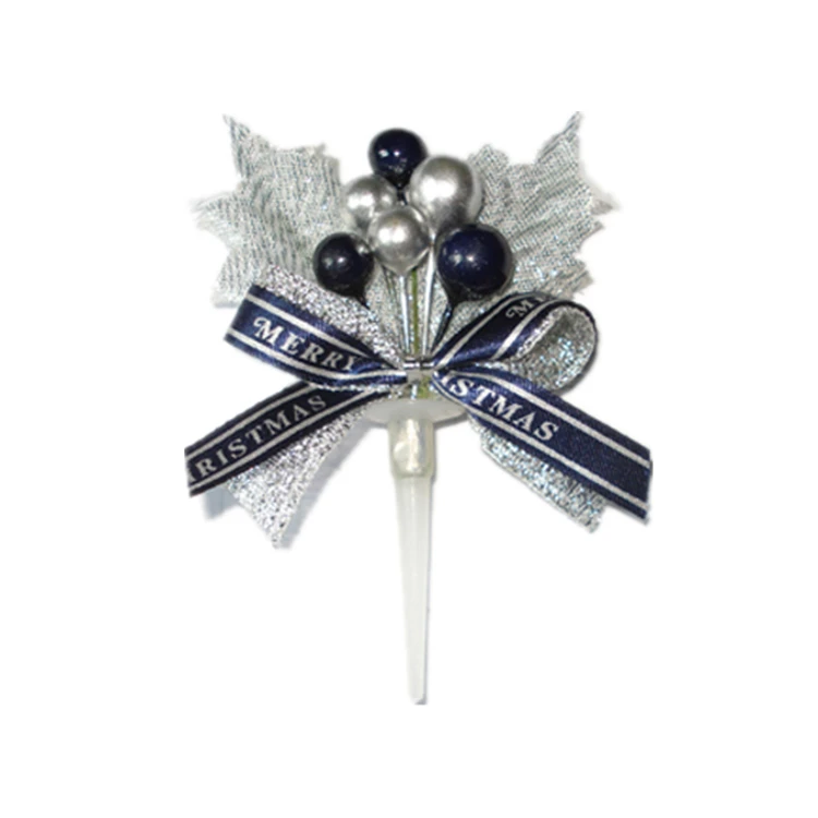 Feuilles de Noël des lumières magiques avec des choix de topper à gâteau à arc bleu 1