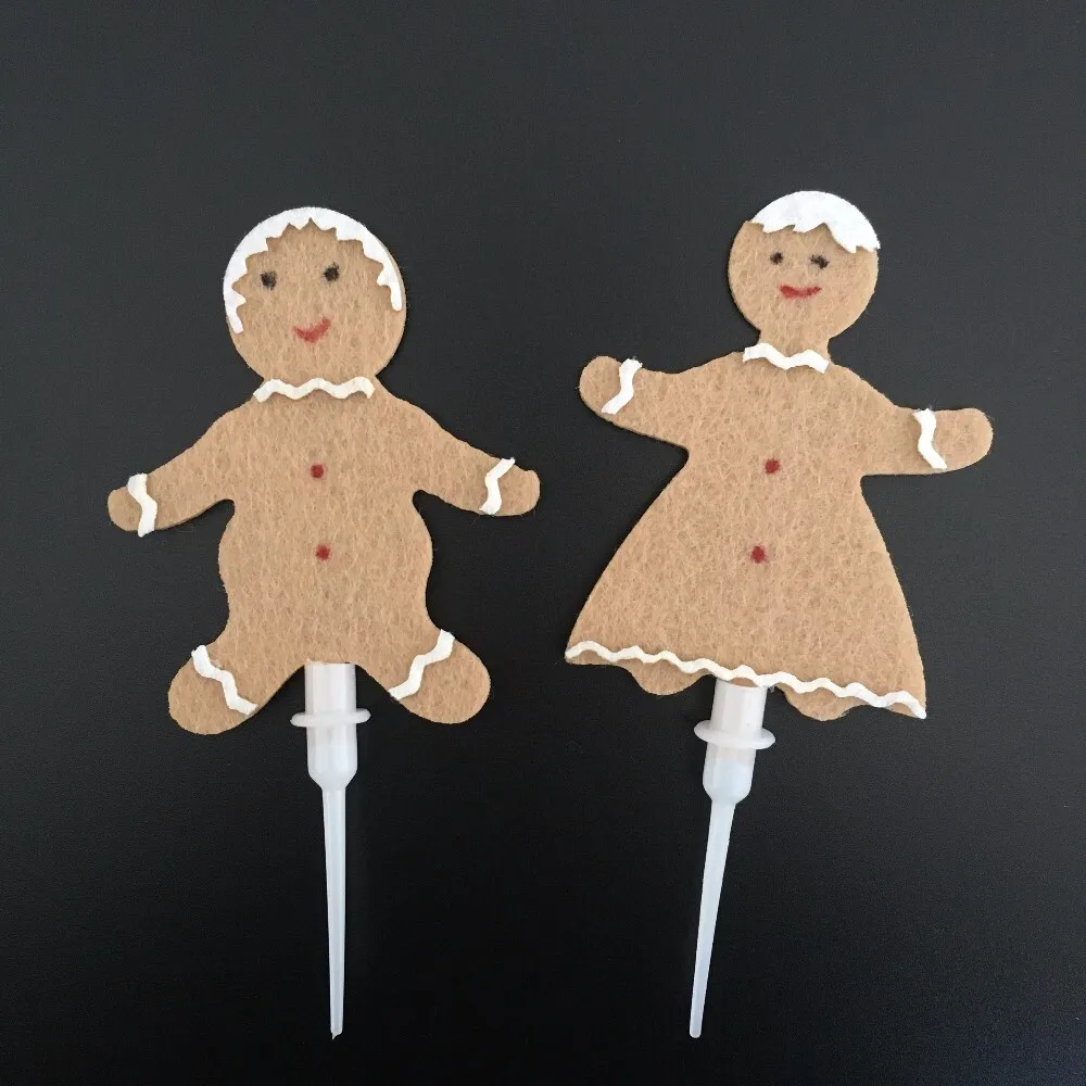 Fabric Boy and Girl Christmas Cake Decorations Picks 1