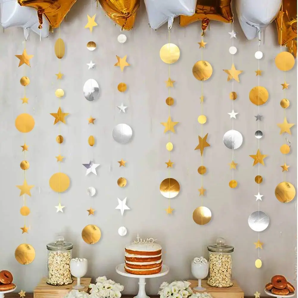 Magic Lights Happy Birthday Party Decoration Banner for Circle Dot Hanging Paper Bunting Sign for Kids Adults Party Accessories Supplies 1