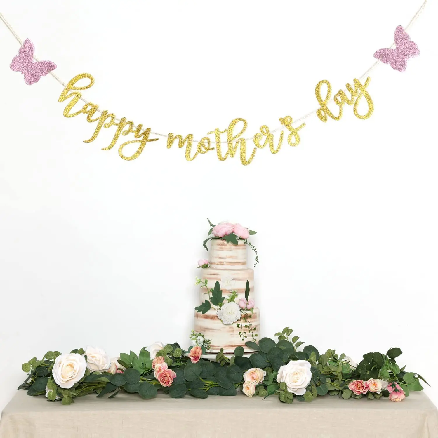 Magic Lights Gold Glitter Mother's Day Paper Banners for Best Mom Ever Mothers Day Party Decorations 1