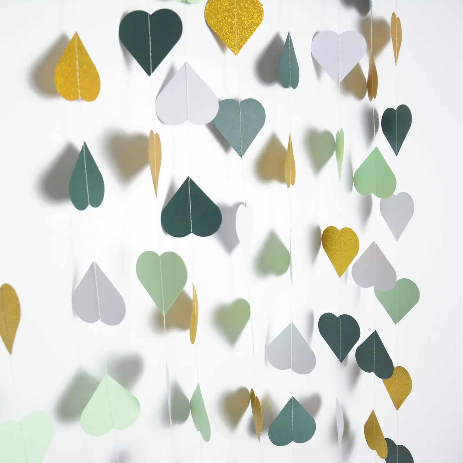 Magic Lights Grüne Weiße Gold Herzpapier für Kinder für Kinder Hochzeits Geburtstagsfeier Vorräte 1