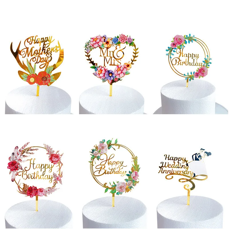 Luci magiche fiori stampati a colori topper acrilico 1