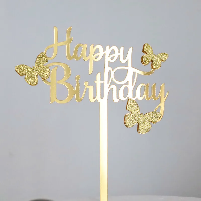 Luzes mágicas feliz aniversário com bolo de borboleta topper de bolo 1