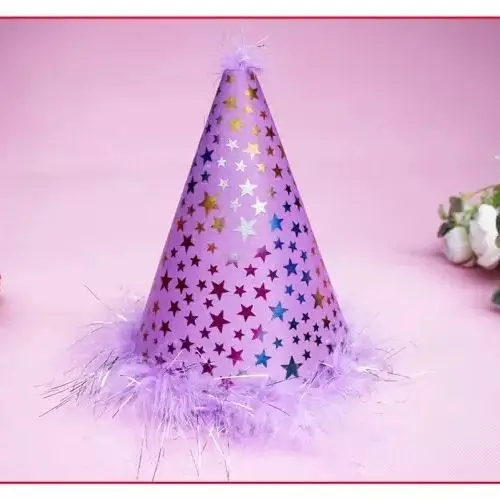 Magic Lights Stars Glitter Cone Party Hats with Plume for Baby Shower Bridal Shower Decorations Easter 1