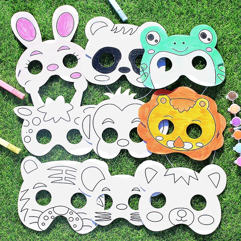 Magic Lights Watercolor Pen DIY Safari Animal Mask for Kids Cosplay Masquerade Jungle Birthday Party Favors Supplies 1