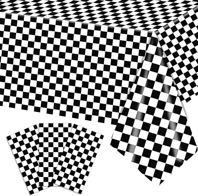 Magic Lights Black and White Disposable Rectangle TableCover for Dining Birthday Party Classic Checker Indoor Outdoor Decorations 1