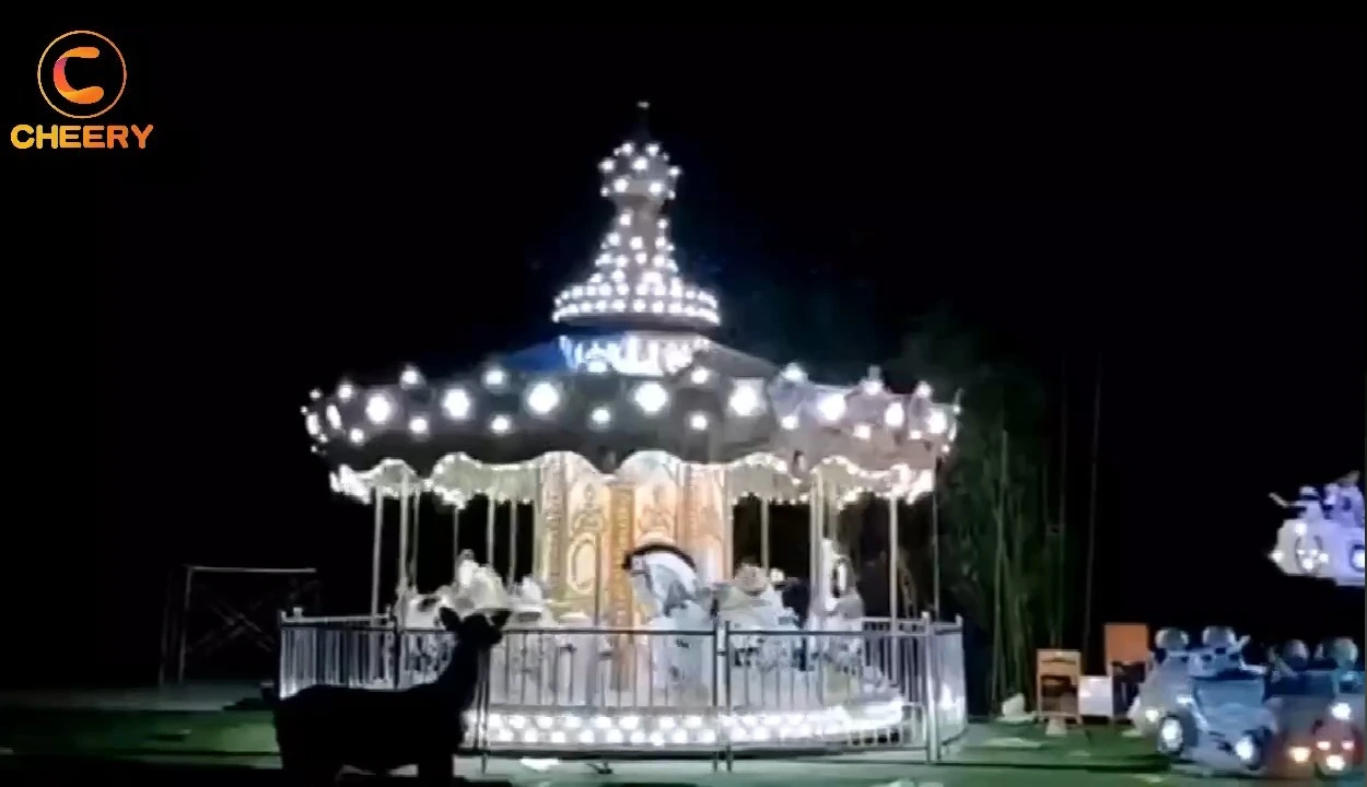 Entertainment equipment fiberglass merry go around kids electric merry go round carousel 1