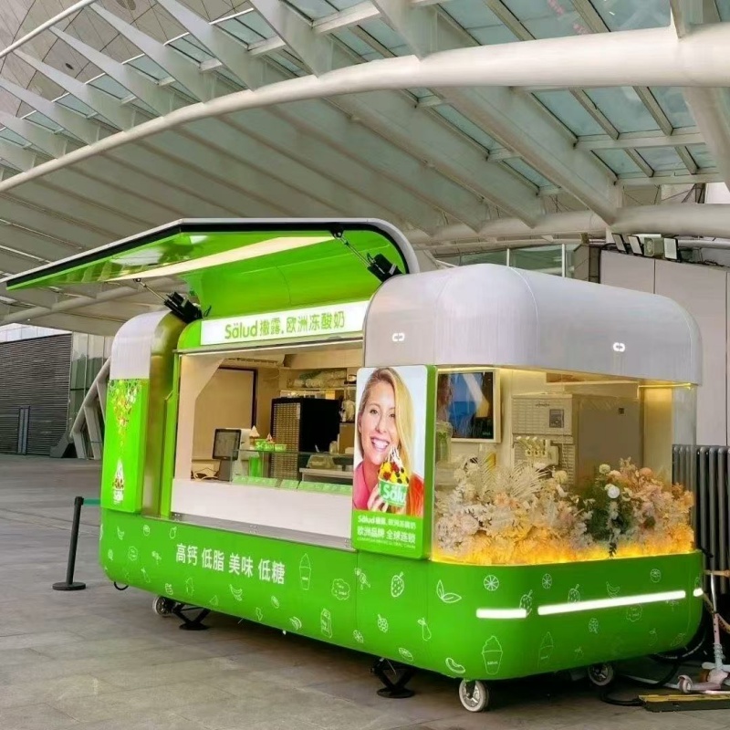 New Mobile Fast Food Vending Trailer Truck Mobile Kitchen Bbq Coffee Hot Dog Pizza Cart Food Trailer 3