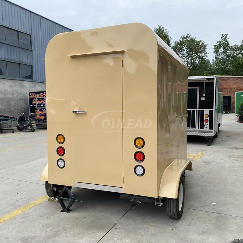 Bois beige personnalisé - remorque alimentaire lambrissée | Fabricant de chariots de vente mobile vintage 5