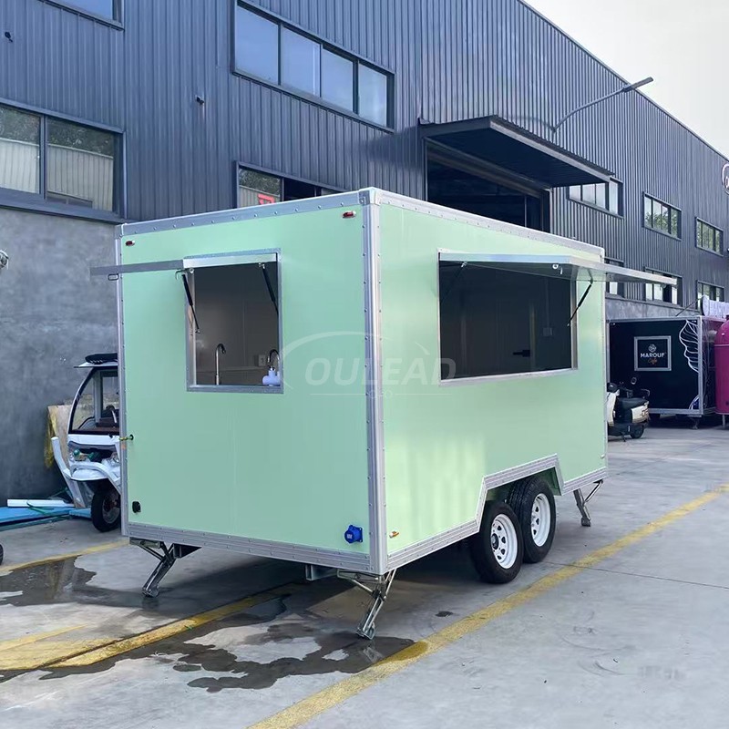 Tráiler de comida verde menta personalizado | Ventana única para la ventana del carro de venta móvil del carrito 13