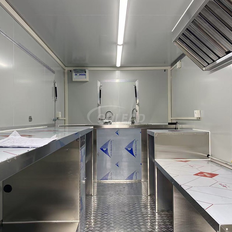 Tráiler de comida verde menta personalizado | Ventana única para la ventana del carro de venta móvil del carrito 12