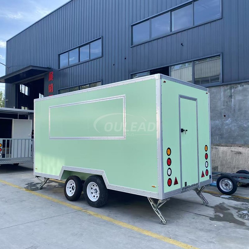 Tráiler de comida verde menta personalizado | Ventana única para la ventana del carro de venta móvil del carrito 11