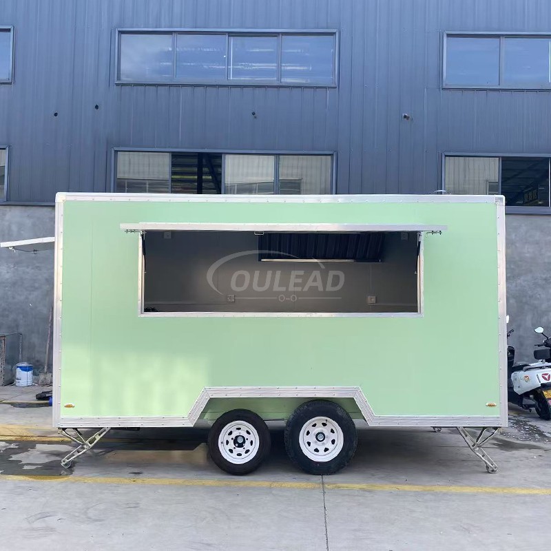 Tráiler de comida verde menta personalizado | Ventana única para la ventana del carro de venta móvil del carrito 2