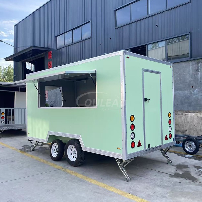 Tráiler de comida verde menta personalizado | Ventana única para la ventana del carro de venta móvil del carrito 8