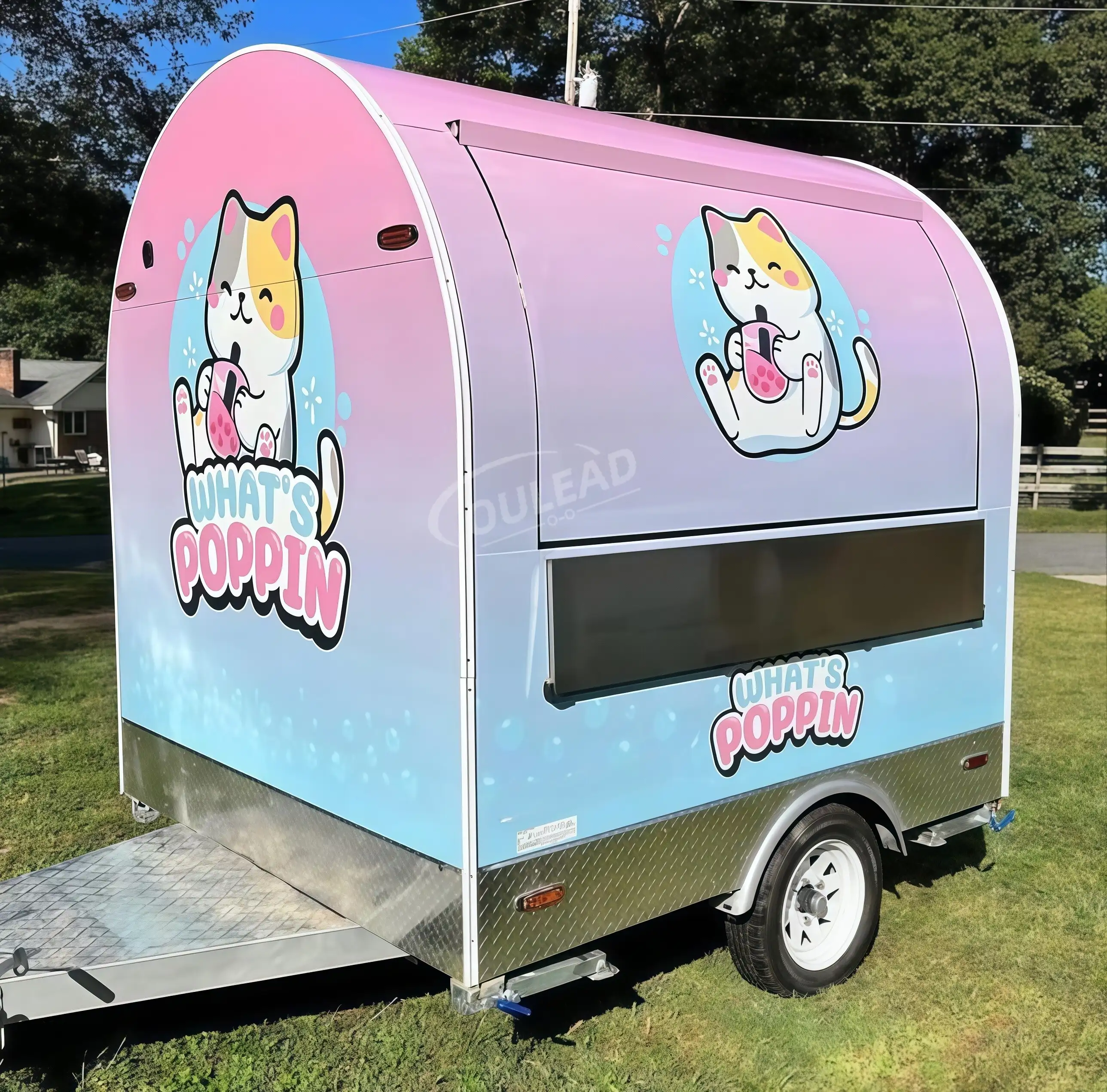 Pastel Gradient Food Trailer with Kawaii Cat Art 1