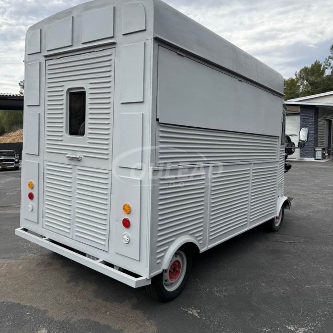 Vintage - Style Light Gray Citroën - Inspired Food Truck with Distinctive Grille 9