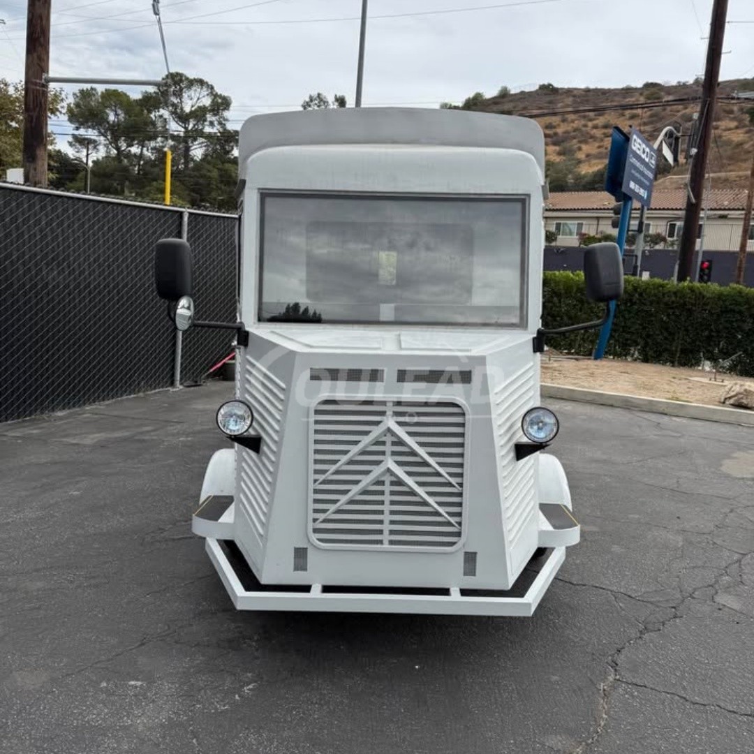 Vintage - Style Light Gray Citroën - Inspired Food Truck with Distinctive Grille 6