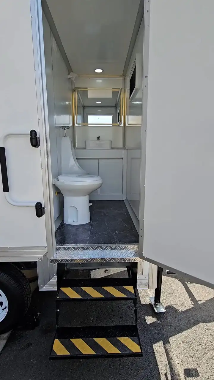 Dual - Compartment Mobile Restroom Trailer with Step - Up Access 1