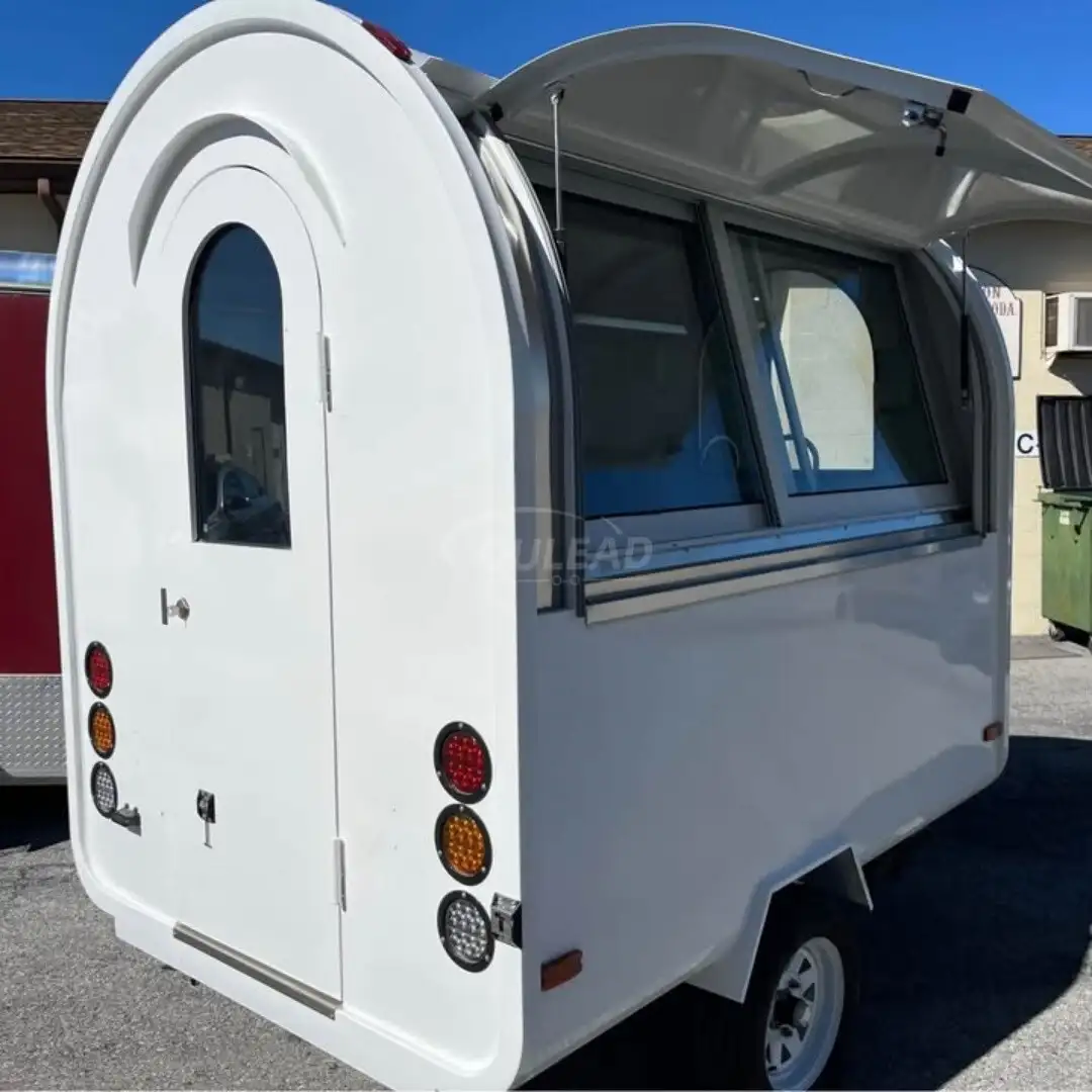 Glossy White Single - Axle Curved Food Trailer for Compact Mobile Vending 1