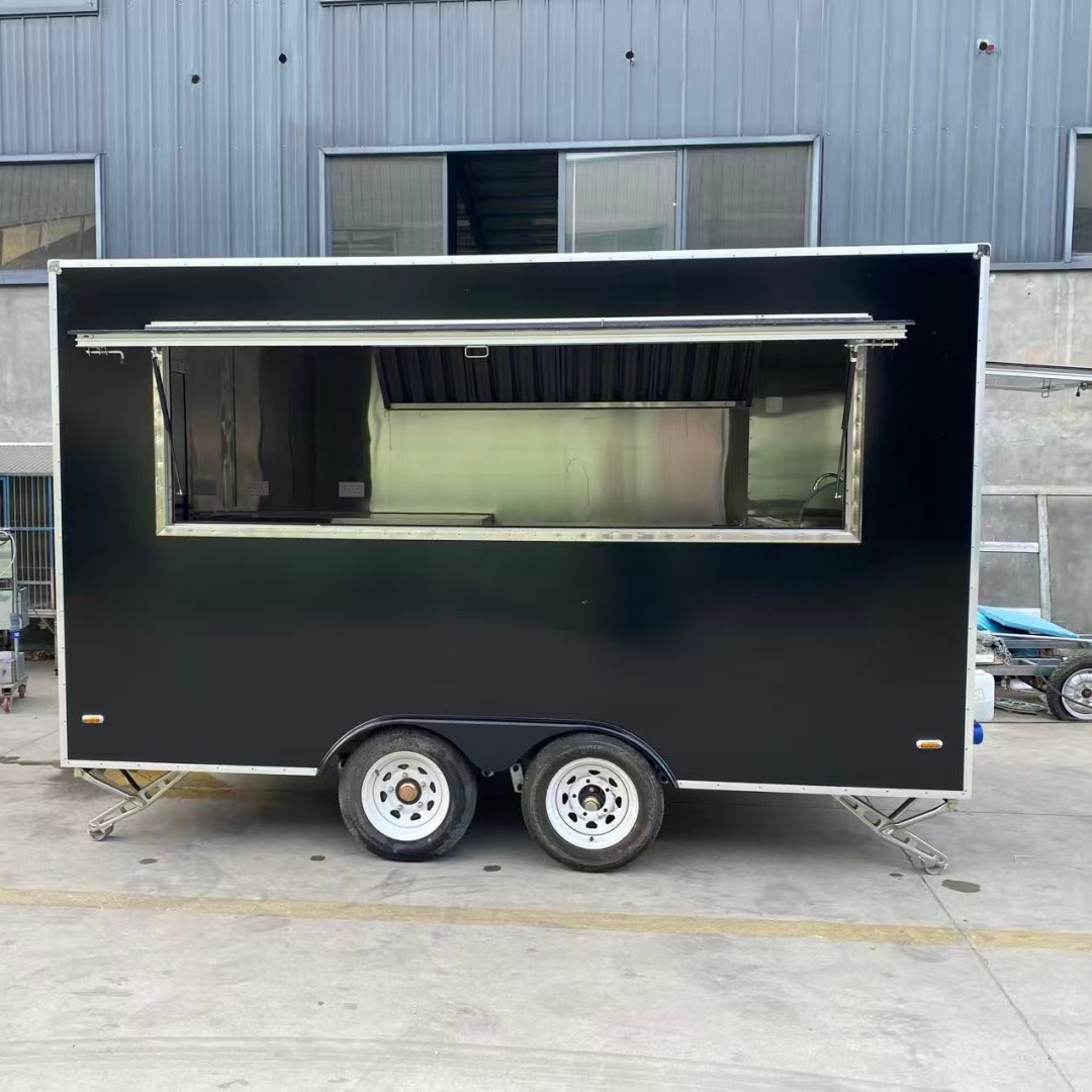 Black Dual - Axle Food Trailer with Large Serving Window for Practical Mobile Catering 12