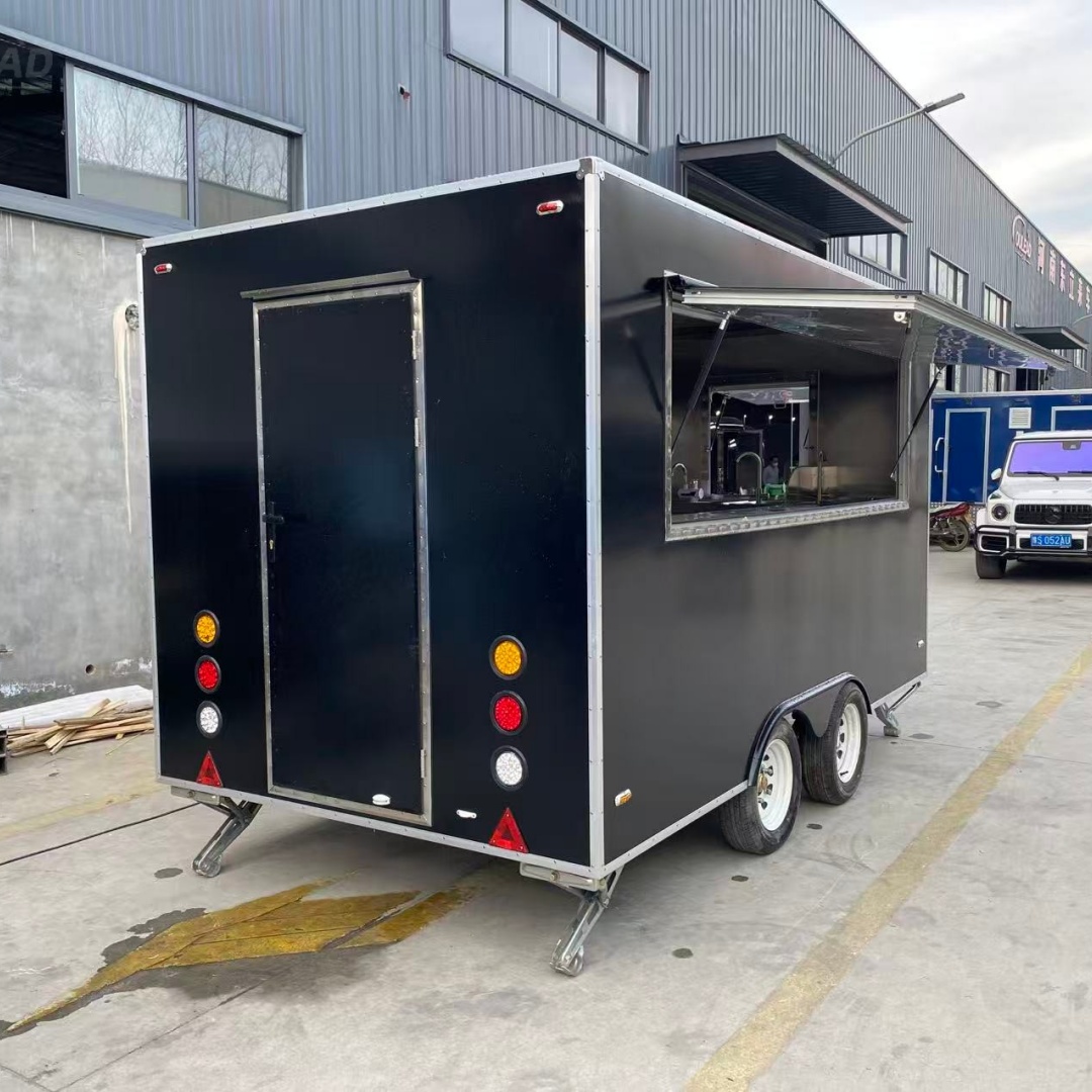 Black Dual - Axle Food Trailer with Large Serving Window for Practical Mobile Catering 4