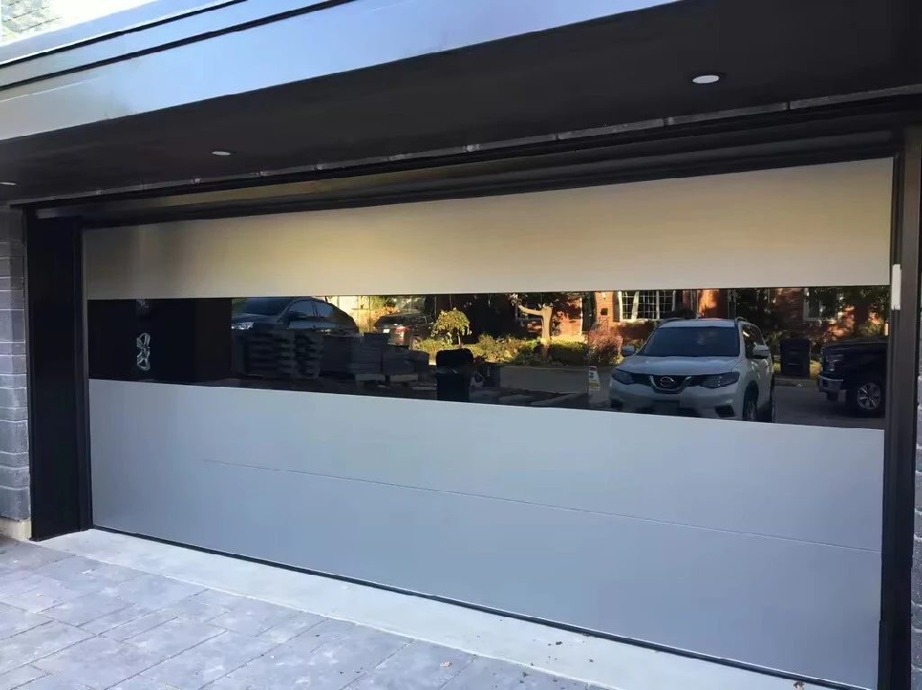 Puerta de garaje de aluminio-Negro con cristal 1