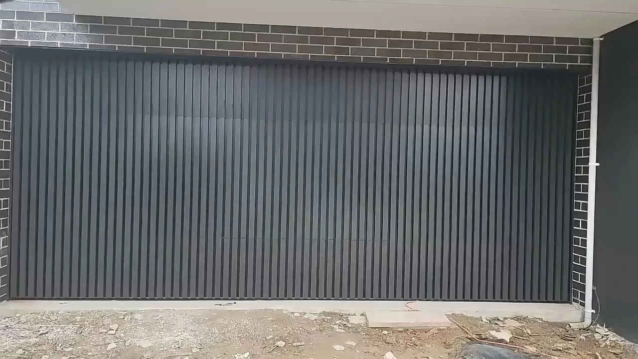 MASTERHOME porte de Garage moderne taille personnalisée 16x7 16x8 9x7 10x10 grille en aluminium encastré portes de Garage noires 1
