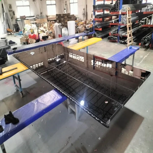 Modern Frameless Black Mirror Glass Garage Door 1