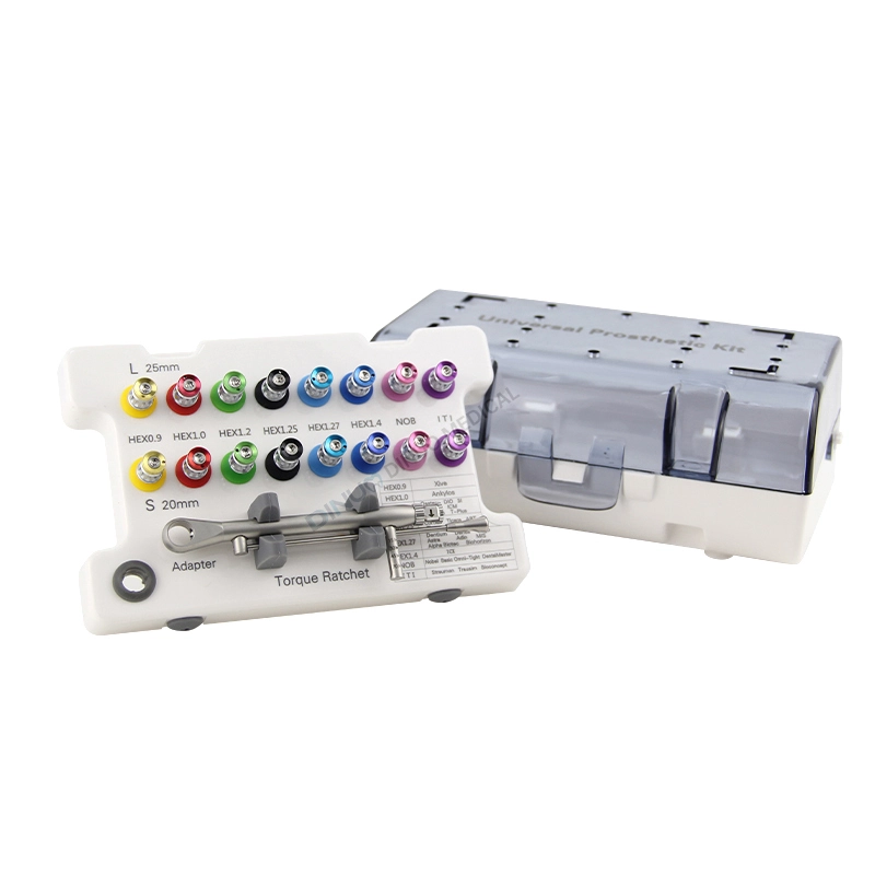 Caja de restauración de herramientas de implantes universales dentales, llave de torque de implantes, set de caja de herramientas orales y dentales 1