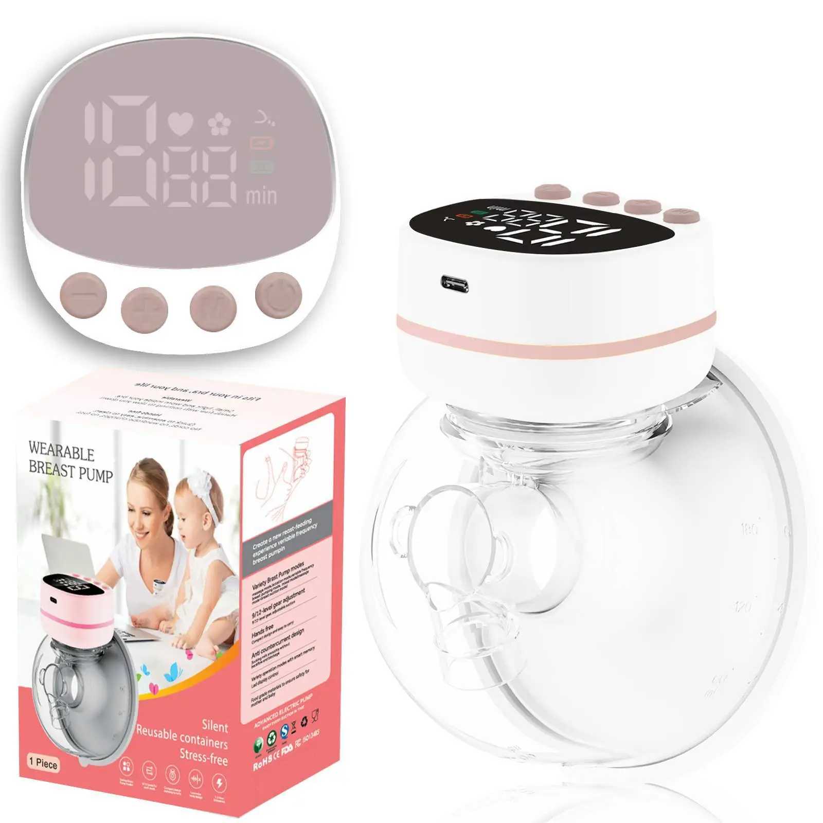 RY-MX34 electric breast pump hands free Comfortable wearable breast pump Multi-speed adjustment 1