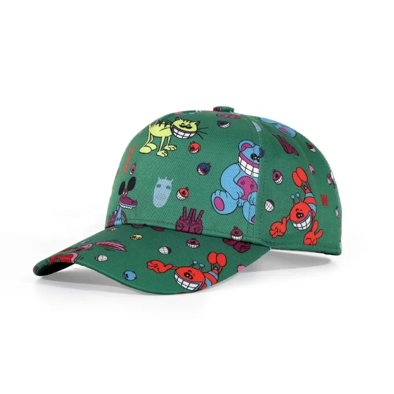 Berretto da baseball Green Cartoon con stampa su tutta la superficie 1