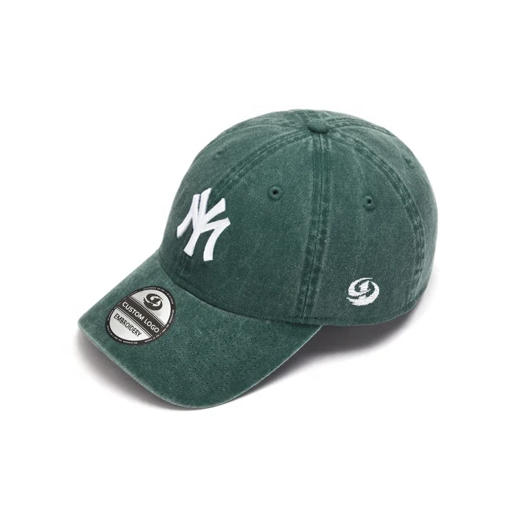 100% Washed Denim Baseball Cap 6 Panels Soft Unstructured