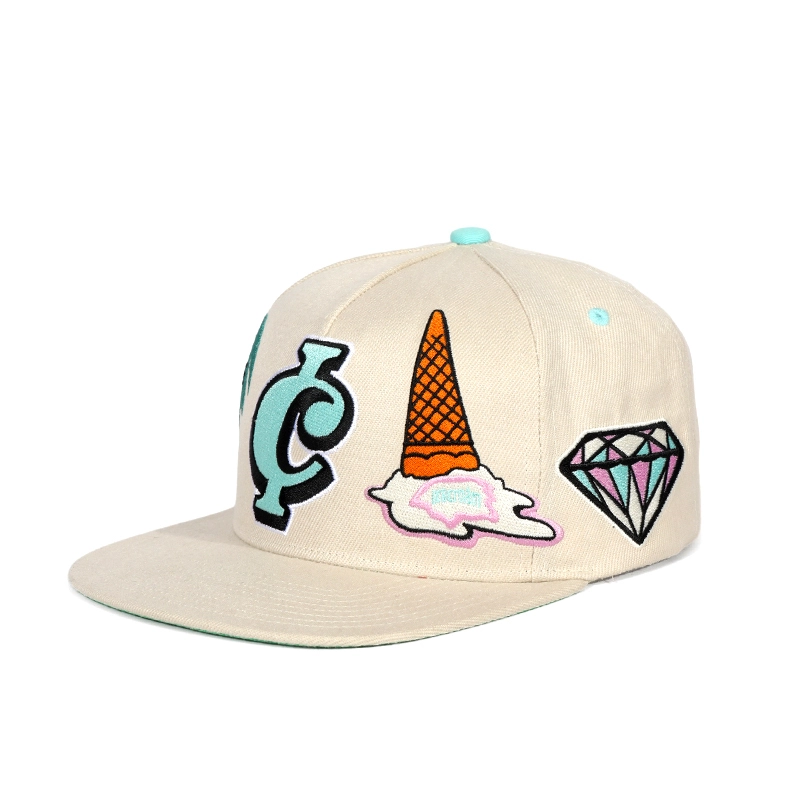 Gorra snapback estilo hip pop con bordado 2D y ala plana de 5 paneles 1