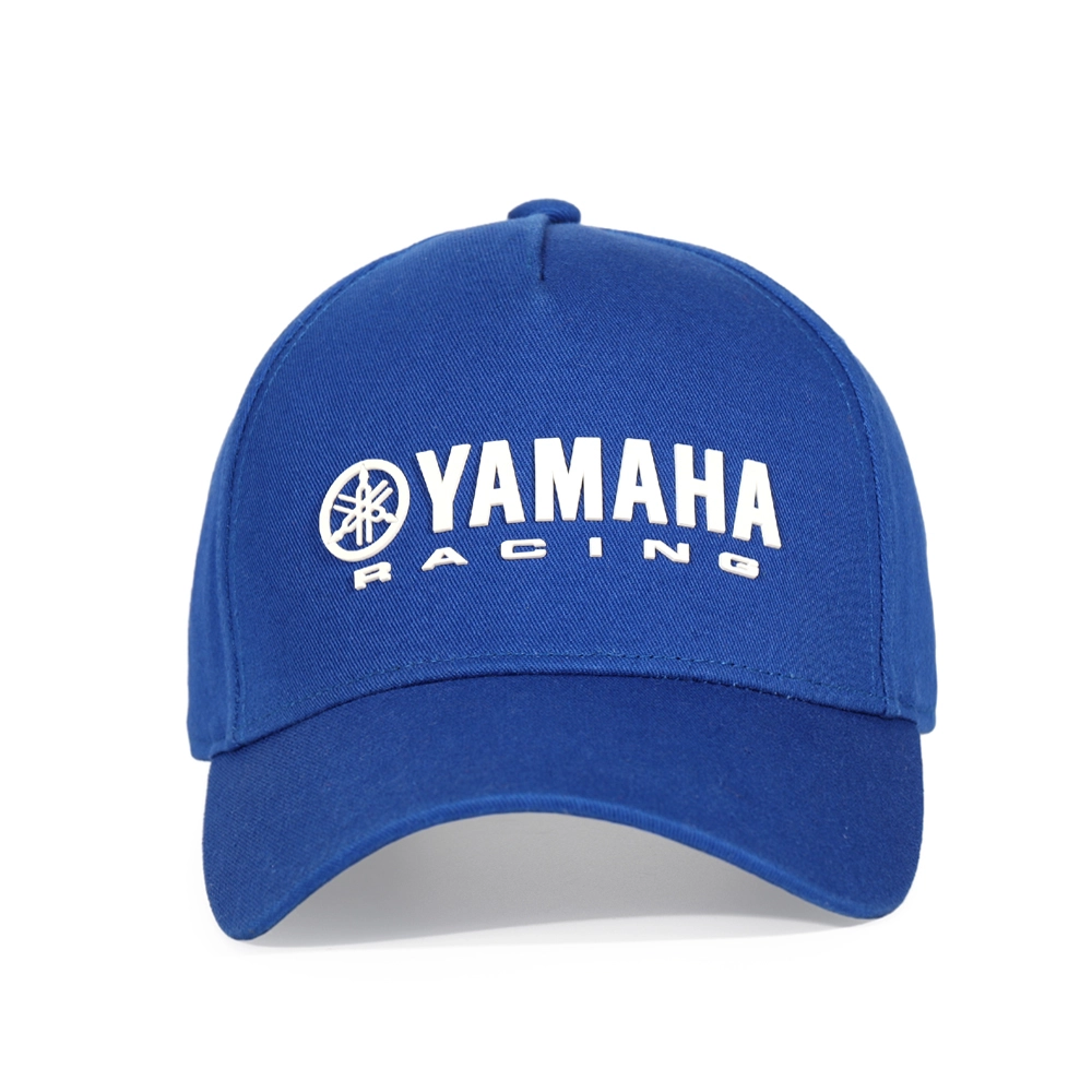 Cappellino da baseball da corsa con visiera curva stampato in gomma 3D blu a 5 pannelli 1