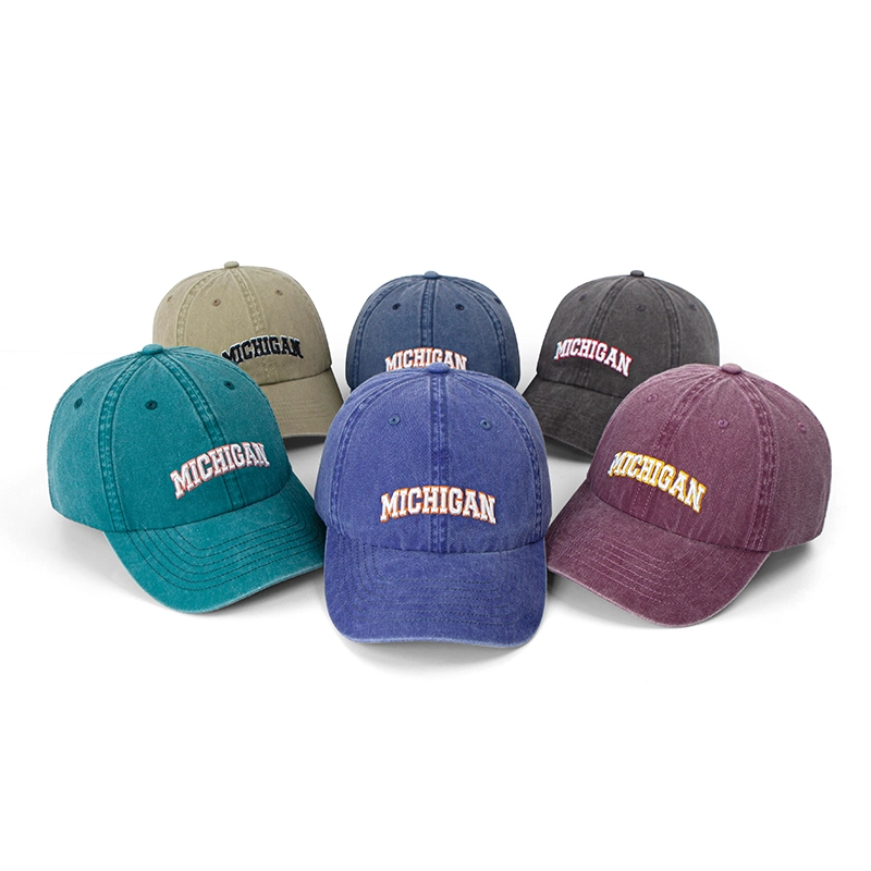 Gorra de béisbol ajustable de algodón lavado con sombrero de papá bordado 3D vintage 1
