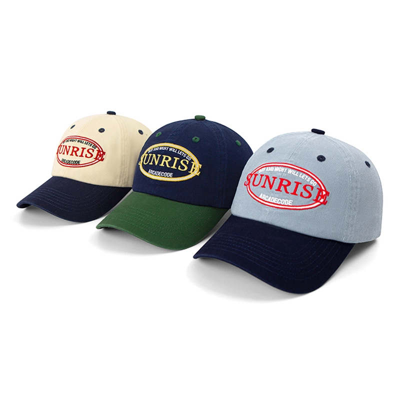 chapeau de papa de sport brodé bicolore Casquette de baseball non structurée délavée 1
