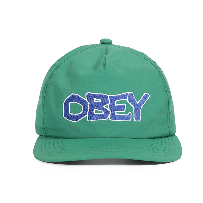 Unstrukturierte, bestickte 5-Panel-Nylon-Mid-Crown-Snapback-Hüte mit flachem Schirm 1