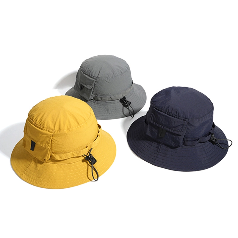 Sombrero de pescador redondo superior plano impermeable plegable de secado rápido sombrero de cubo 1