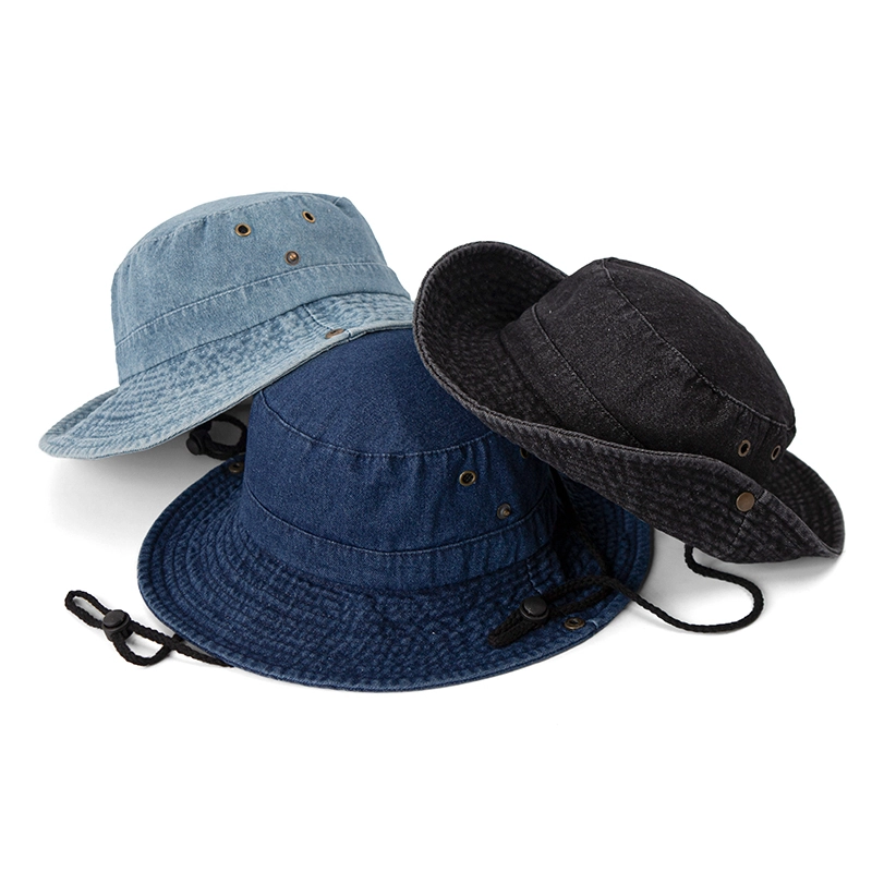 Sombrero de pescador unting Pesca al aire libre Verano lavado Denim Bucket Hat 1