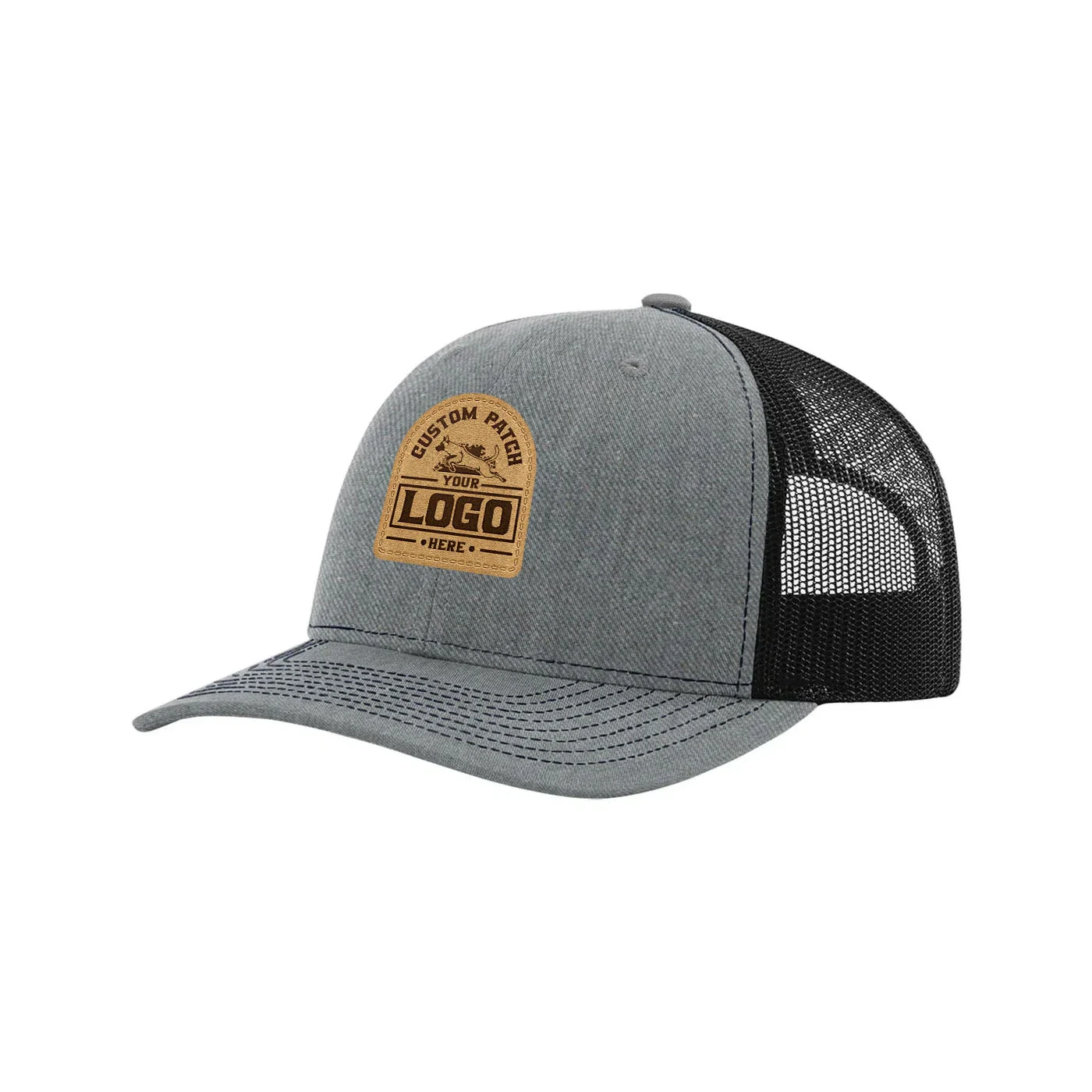 Gorra de camionero Richardson 112 con parche de cuero personalizado Gorra de béisbol de malla estructurada de seis paneles 1