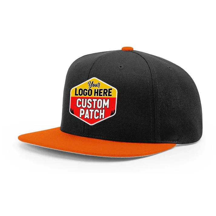 Cappellino snapback con visiera piatta in lana Richardson 510 con toppa personalizzata, tessuto Ripstop 1