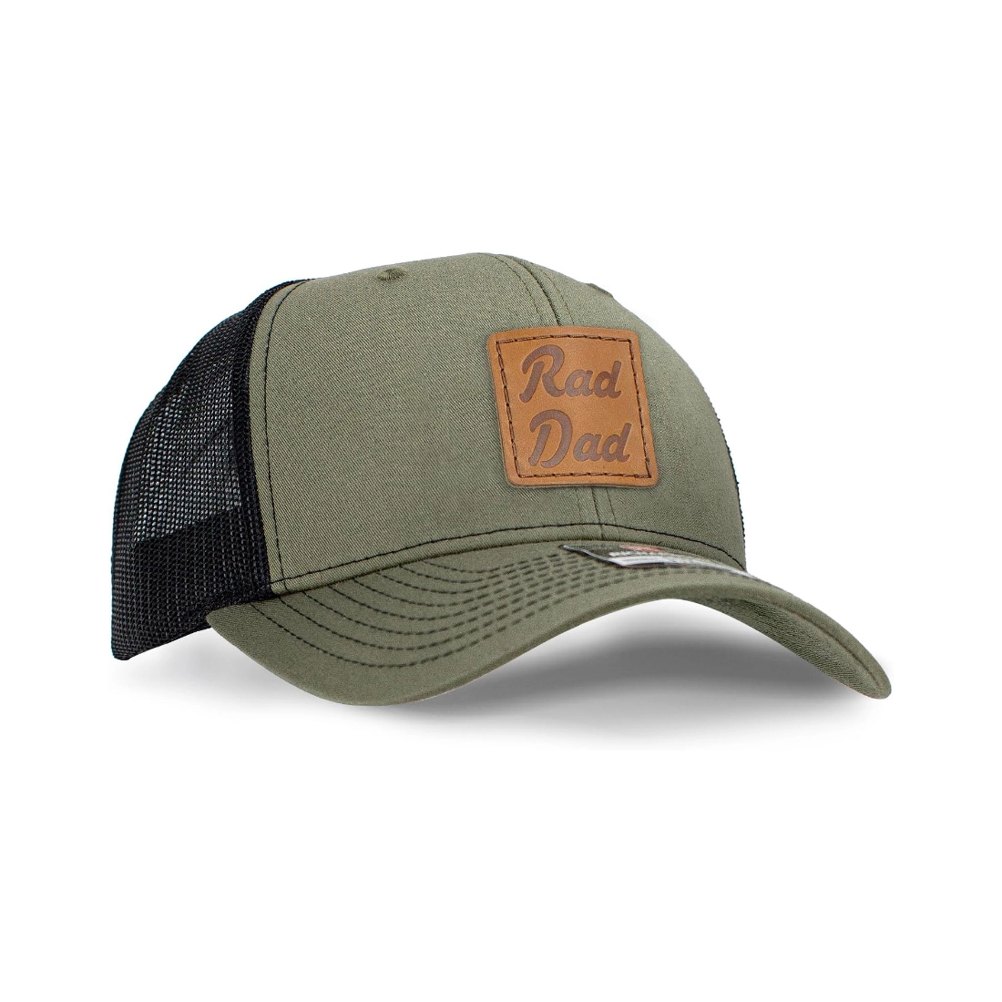 Custom Laser Engraved Leather Patch Hat Richardson 112 Mesh Trucker Hat 1