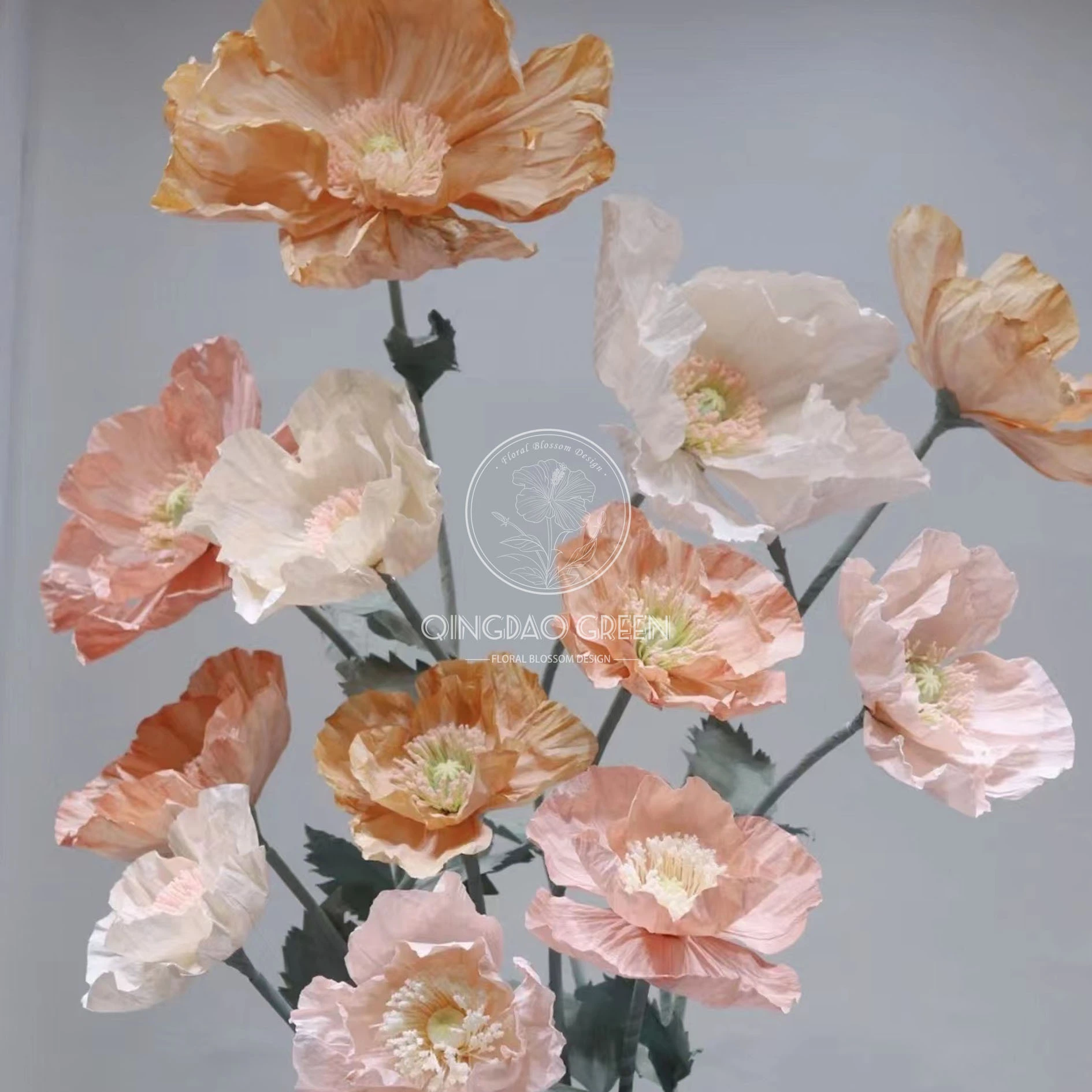 Customisierte künstliche handgefertigte Riesenpapiermohnblume