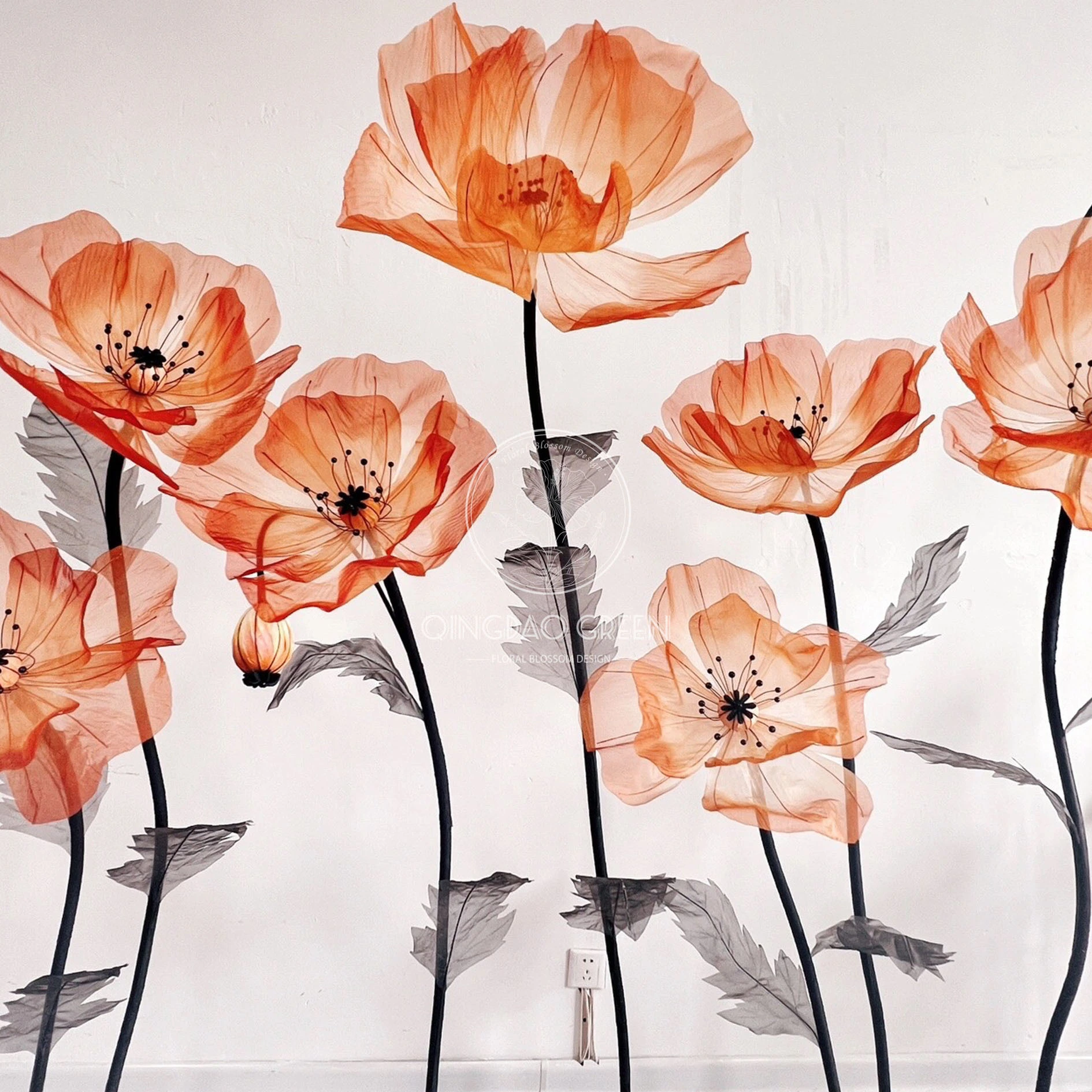 Customized Color/size/material Giant poppy Flowers