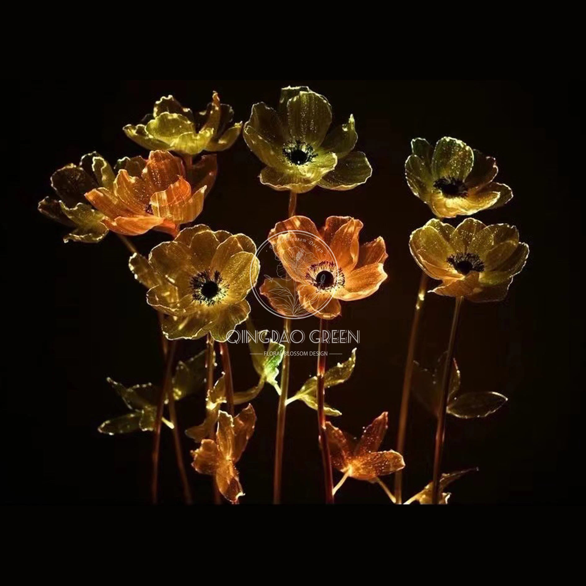 Belle fleur de fibre optique géante Poppy brillante